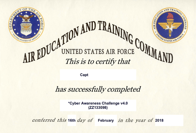 Certificate of Completion