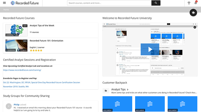 Recorded Future University Dashboard