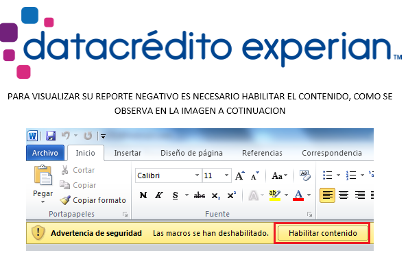 Figure 6. Delivery document purports to come from DataCrédito, a service that allows access to credit history and profile