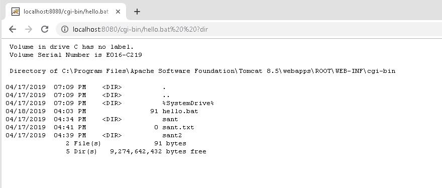 Figure 4. Performing command execution in Apache Tomcat”